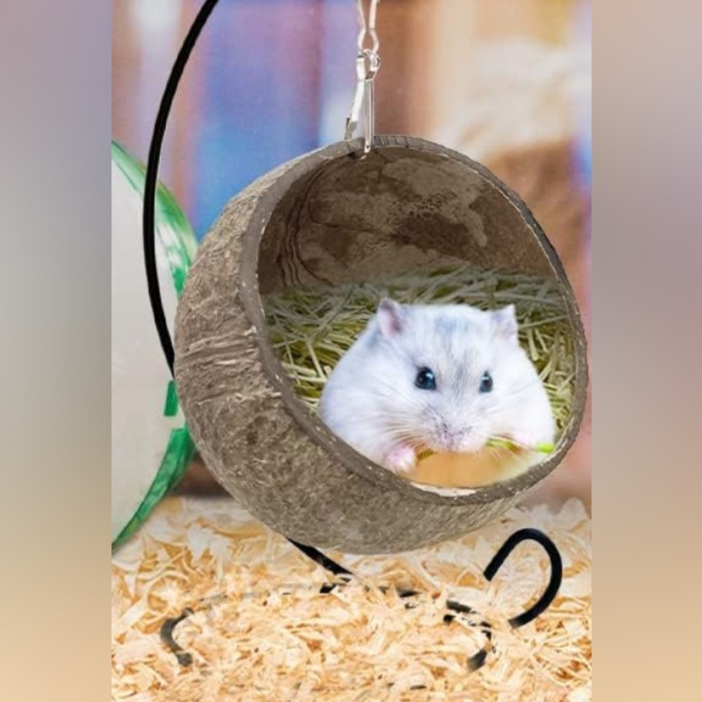 Coconut Husk Hamster Hideout, bed w/ removable Pad NEW - Picture 5 of 9